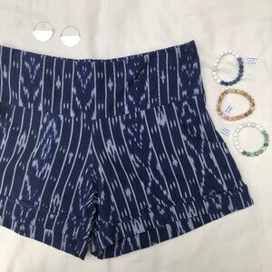 Fair Trade Real Ikat 100% Cotton Breathable Navy Cuffed Shorts L Passion Lilie